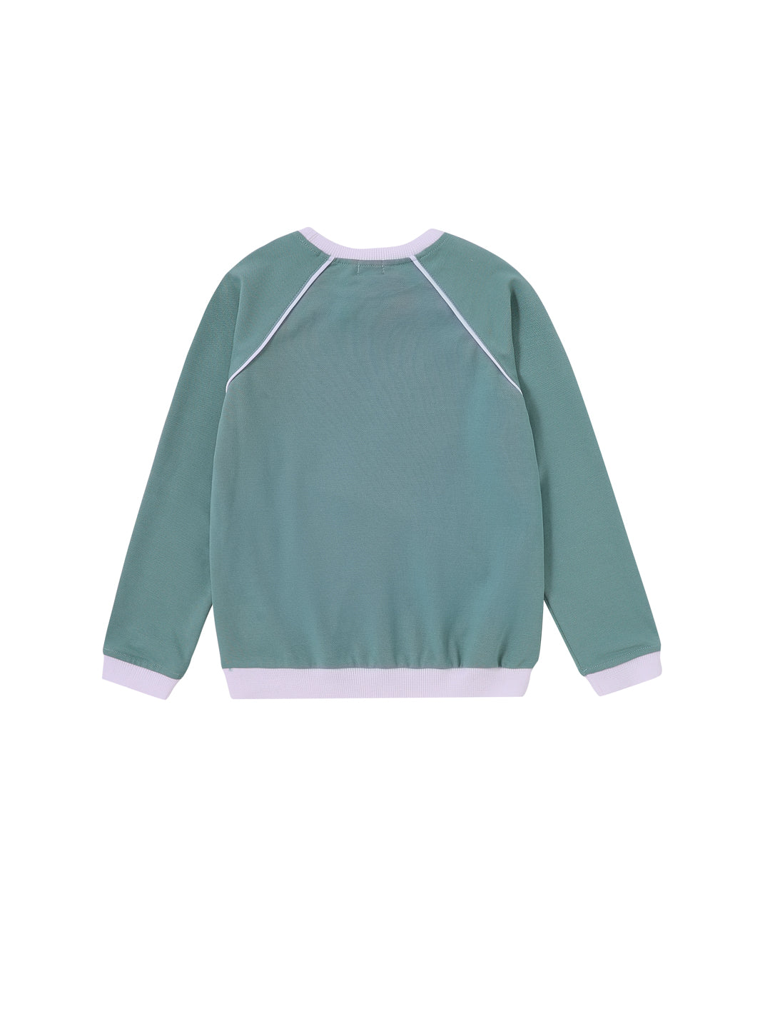 Side Print Long Sleeve Top - Seafoam/White