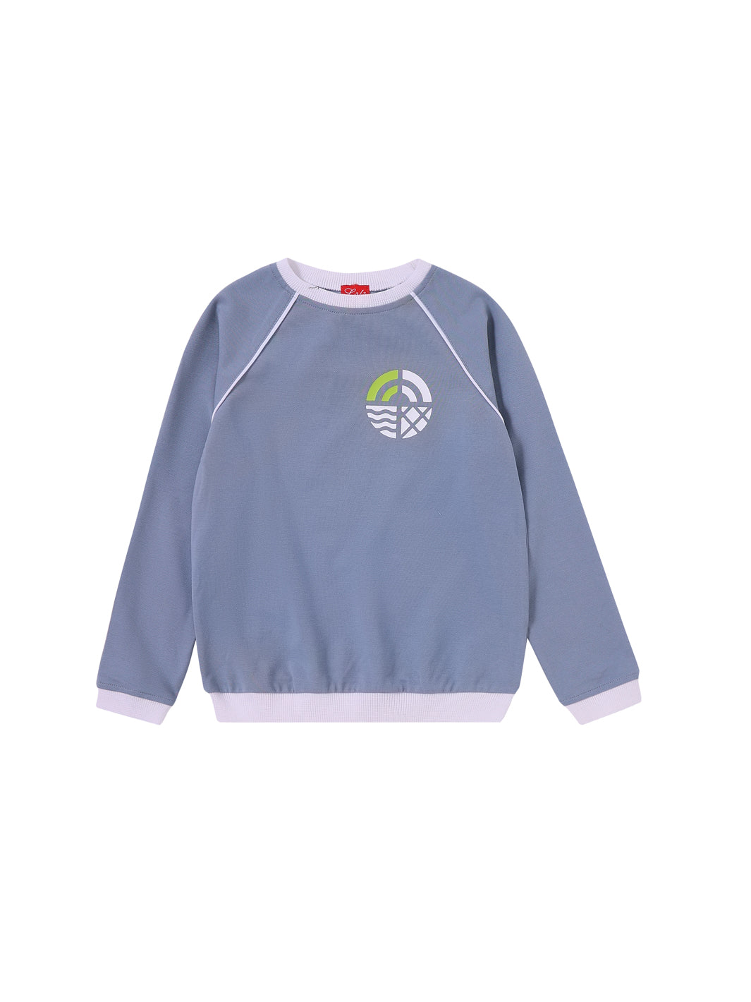 Side Print Long Sleeve Top - Stone Blue