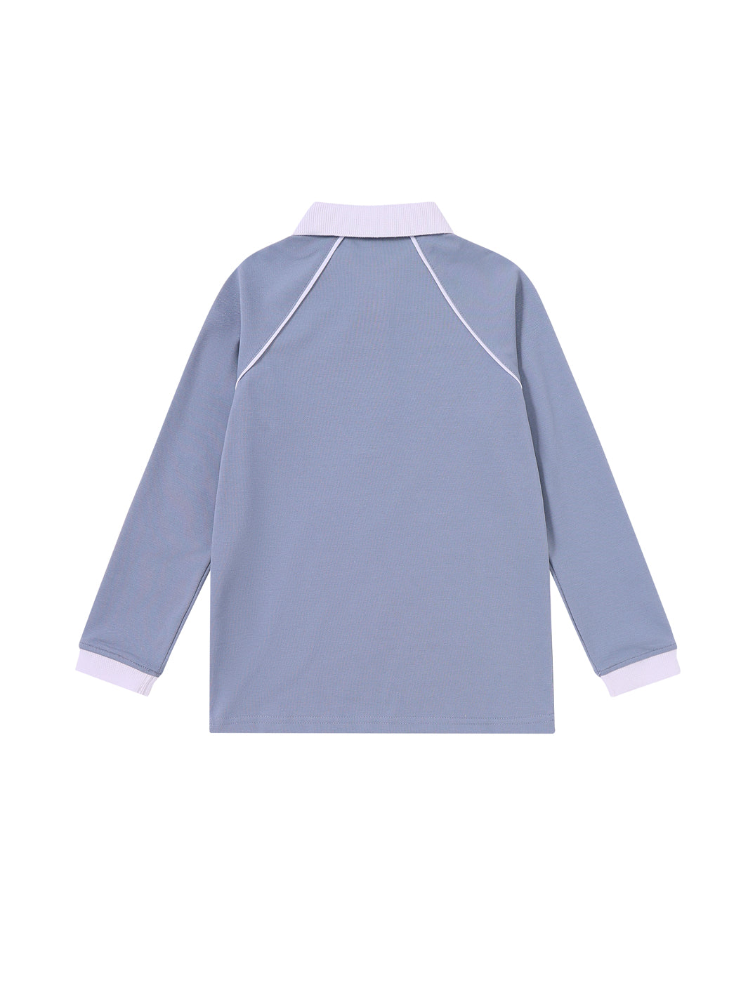 Side Print Long Sleeve Polo - Stone Blue