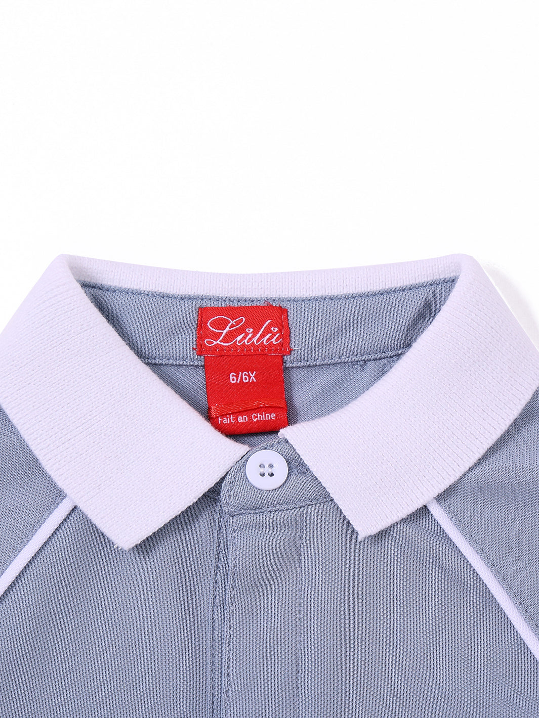 Side Print Long Sleeve Polo - Stone Blue