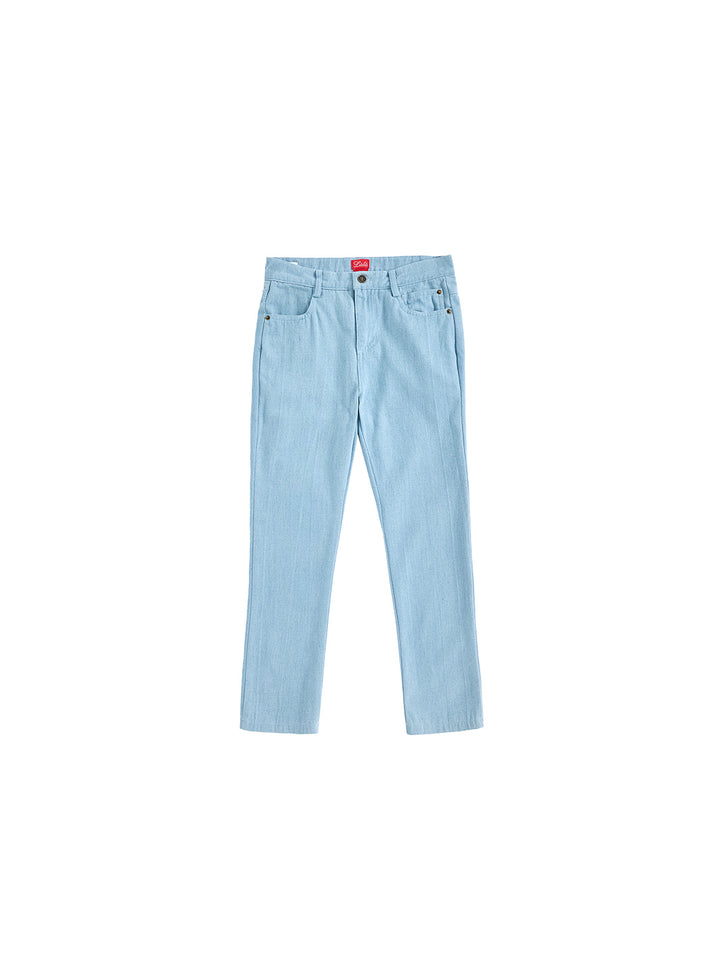 Denim Long Trim Pants - Pale Blue Denim