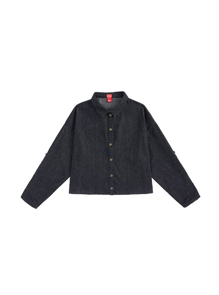 Denim Pocket Trim Shirt - Black Denim