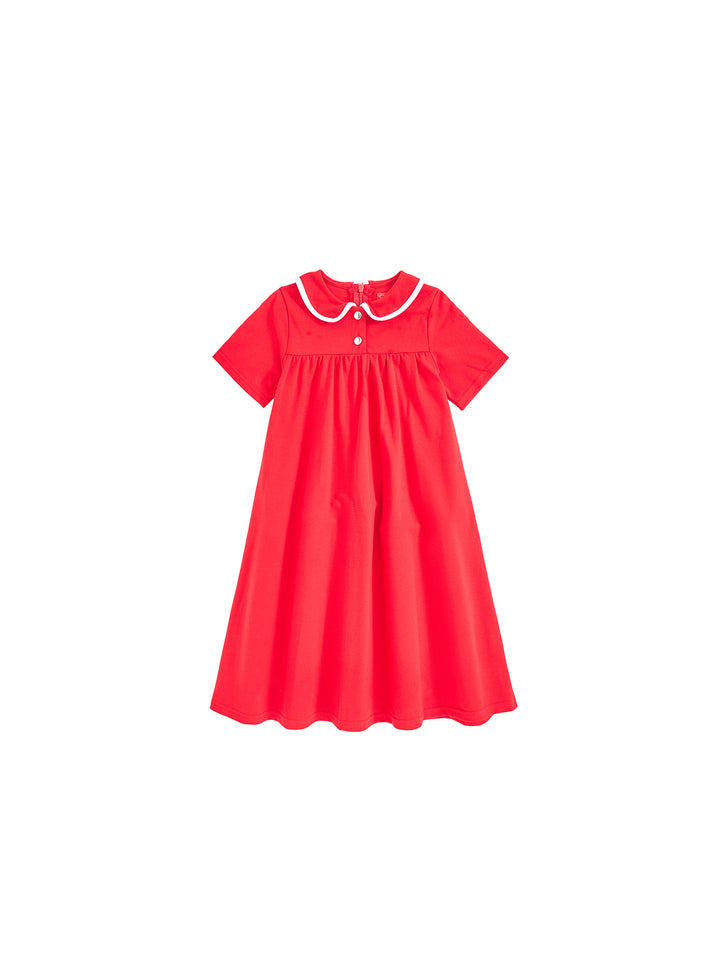 Collar Binding Dress - Red
