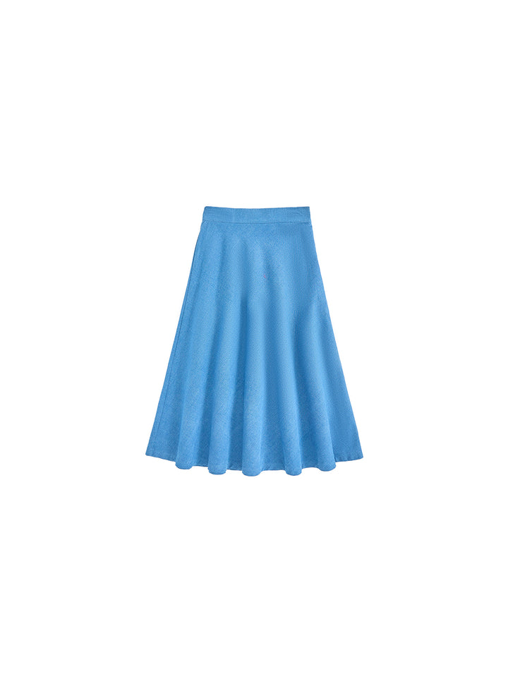 Denim Patch Classic Midi Skirt - Blue Denim