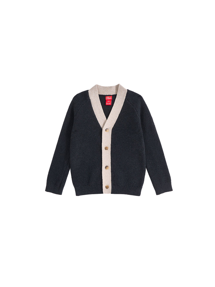 Crochet Knit Cardigan - Charcoal
