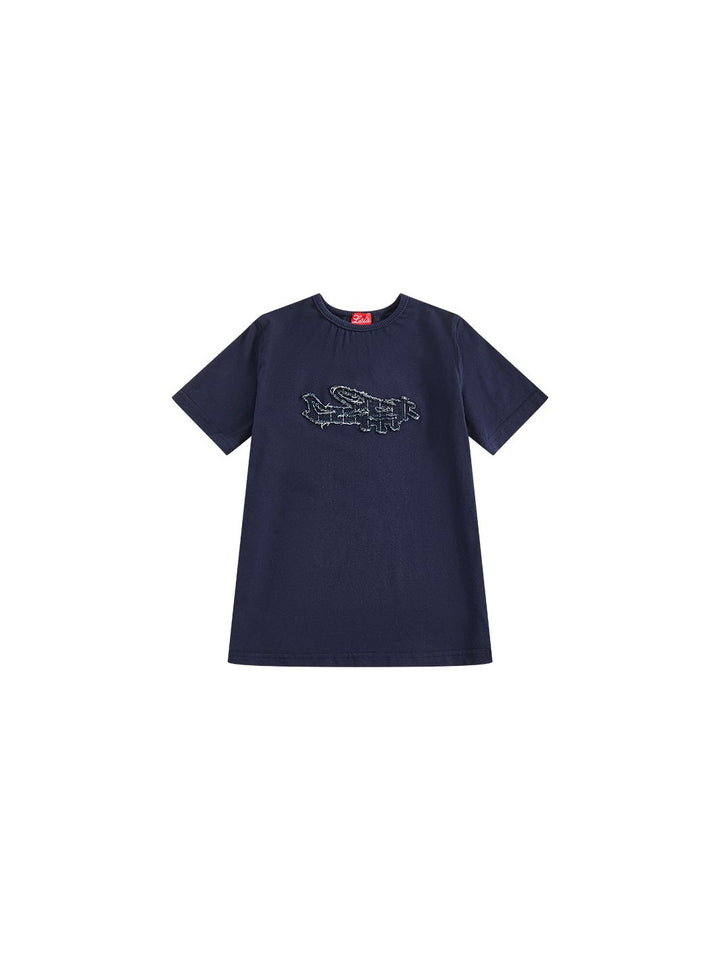 Railroad Applique Short Sleeve T-shirt