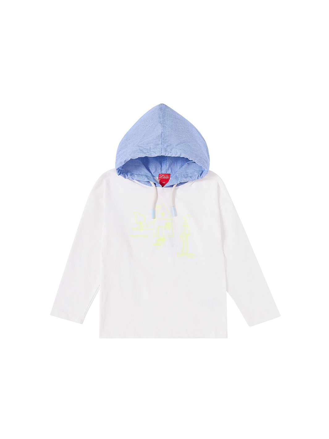 Big Print Hooded Top - White/Neon Yellow