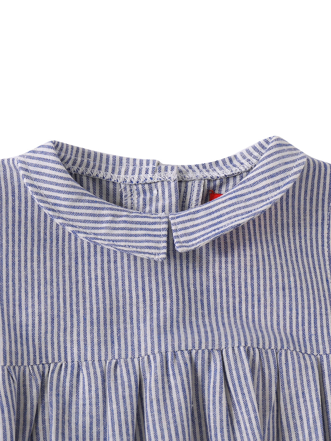 Baby Linen Striped Collar Romper - Blue