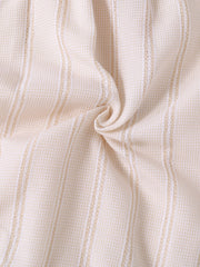 Baby Gingham Crochet Striped Romper - Beige