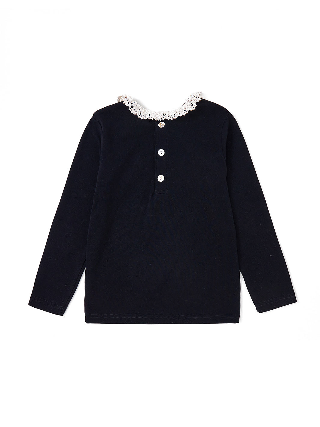 Lace Collar T-shirt - Black