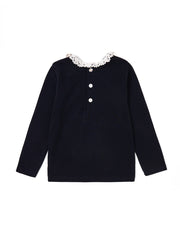 Lace Collar T-shirt - Black