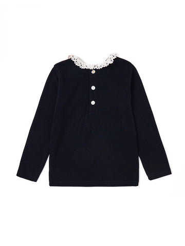 Lace Collar T-shirt - Black