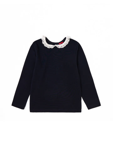 Lace Collar T-shirt - Black