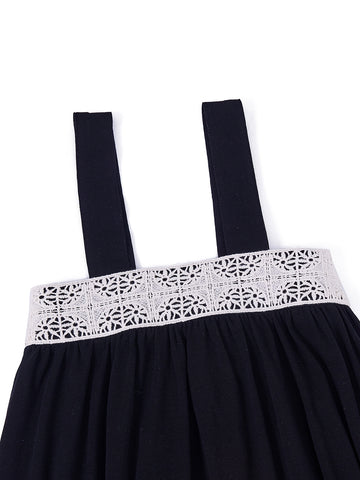 Jumper Crochet Chest Robe - Black