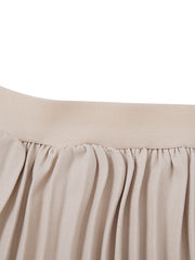 Solid Accordion Pleated Skirt - Beige