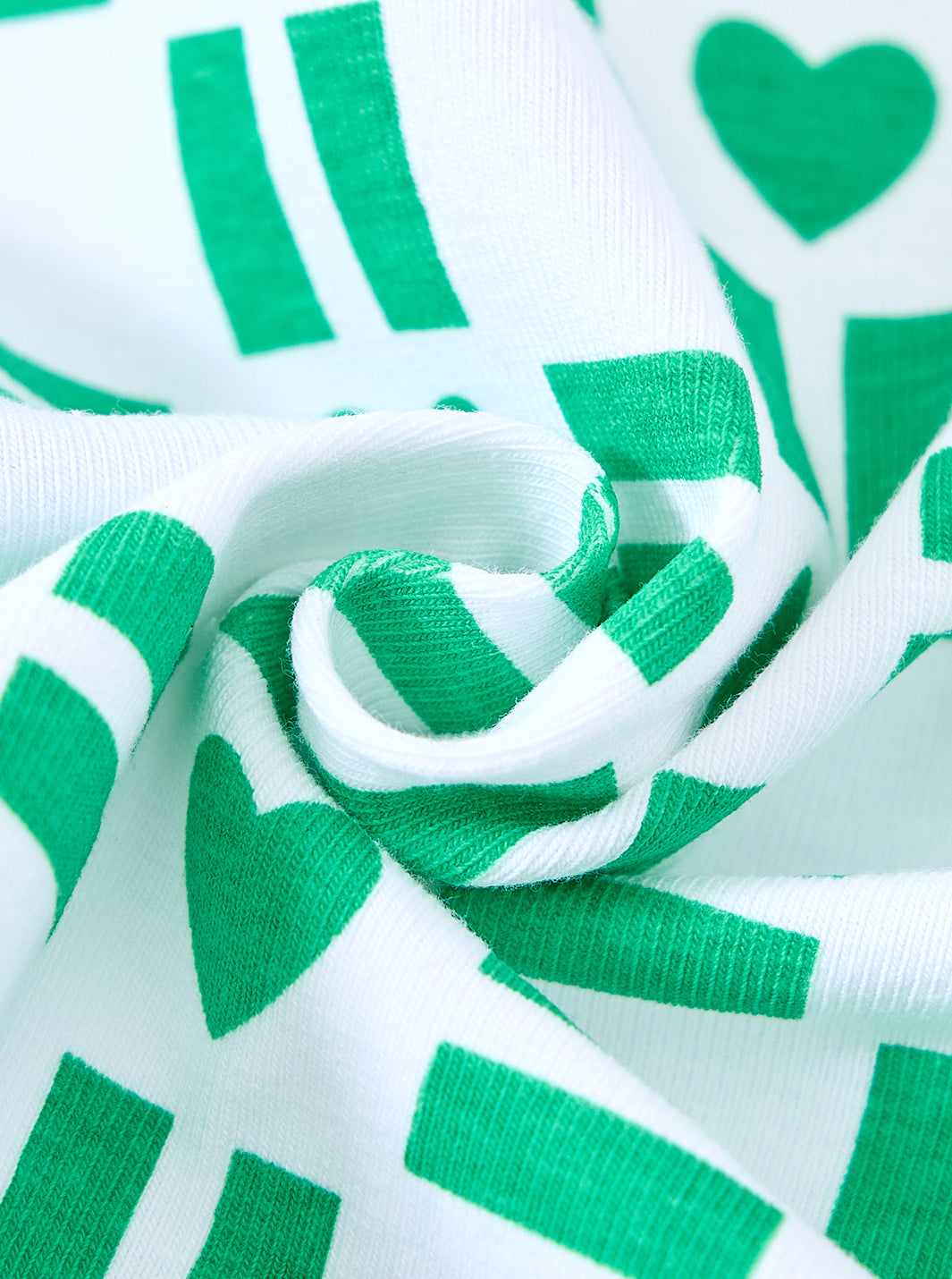 All Over Heart Print Top - White/Green