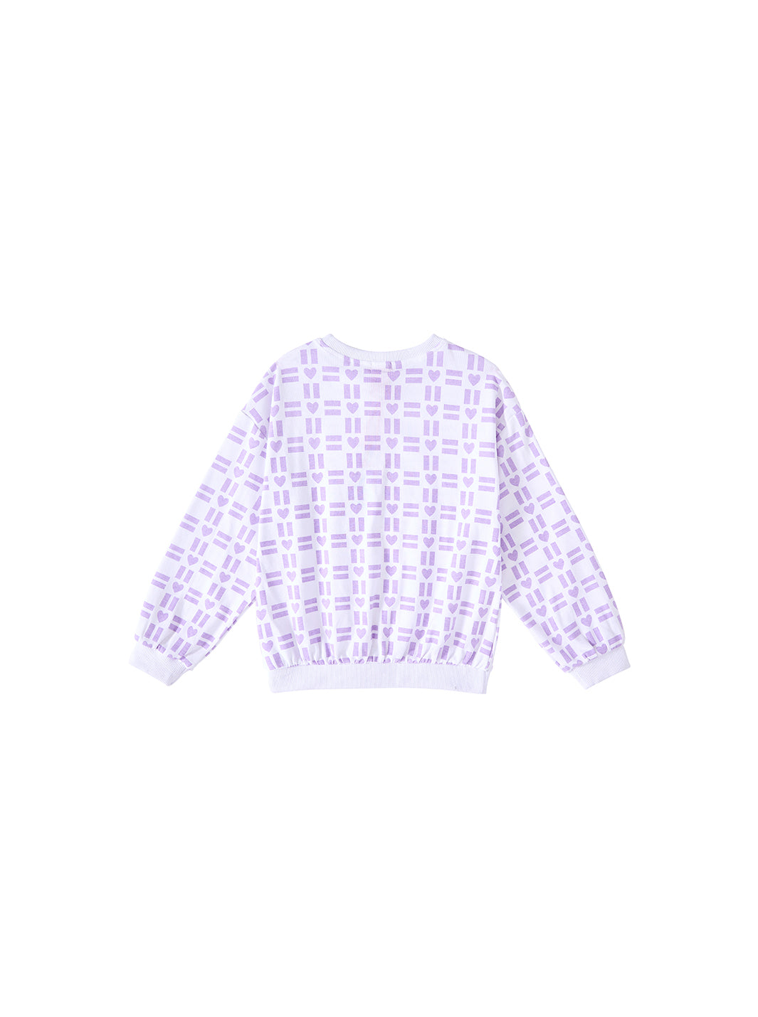 All Over Heart Print Top - White/Lilac