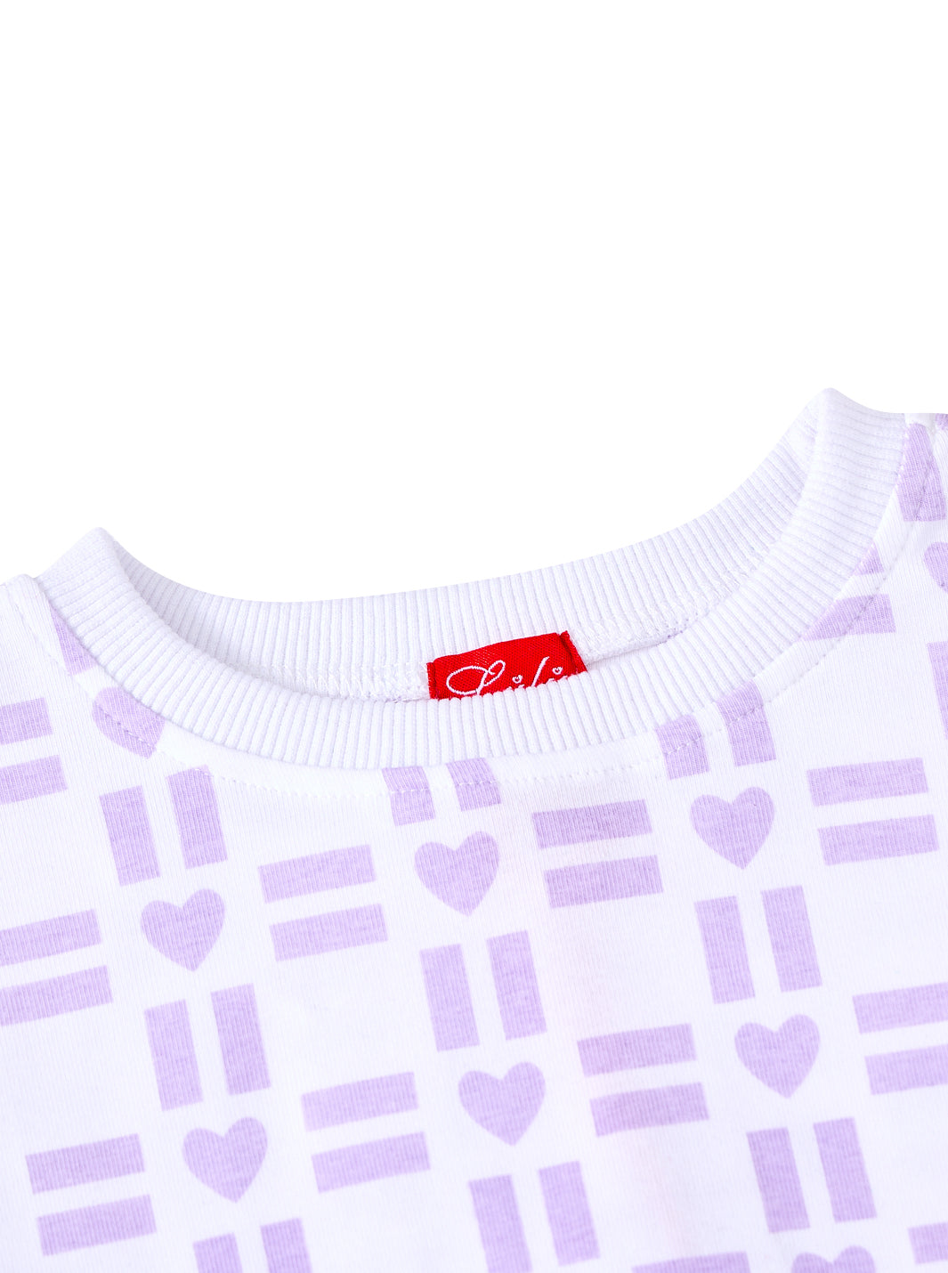 All Over Heart Print Top - White/Lilac