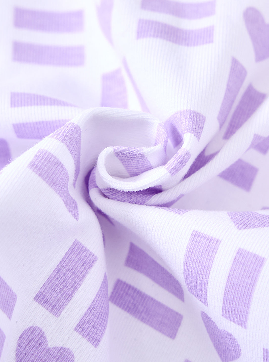 All Over Heart Print Top - White/Lilac