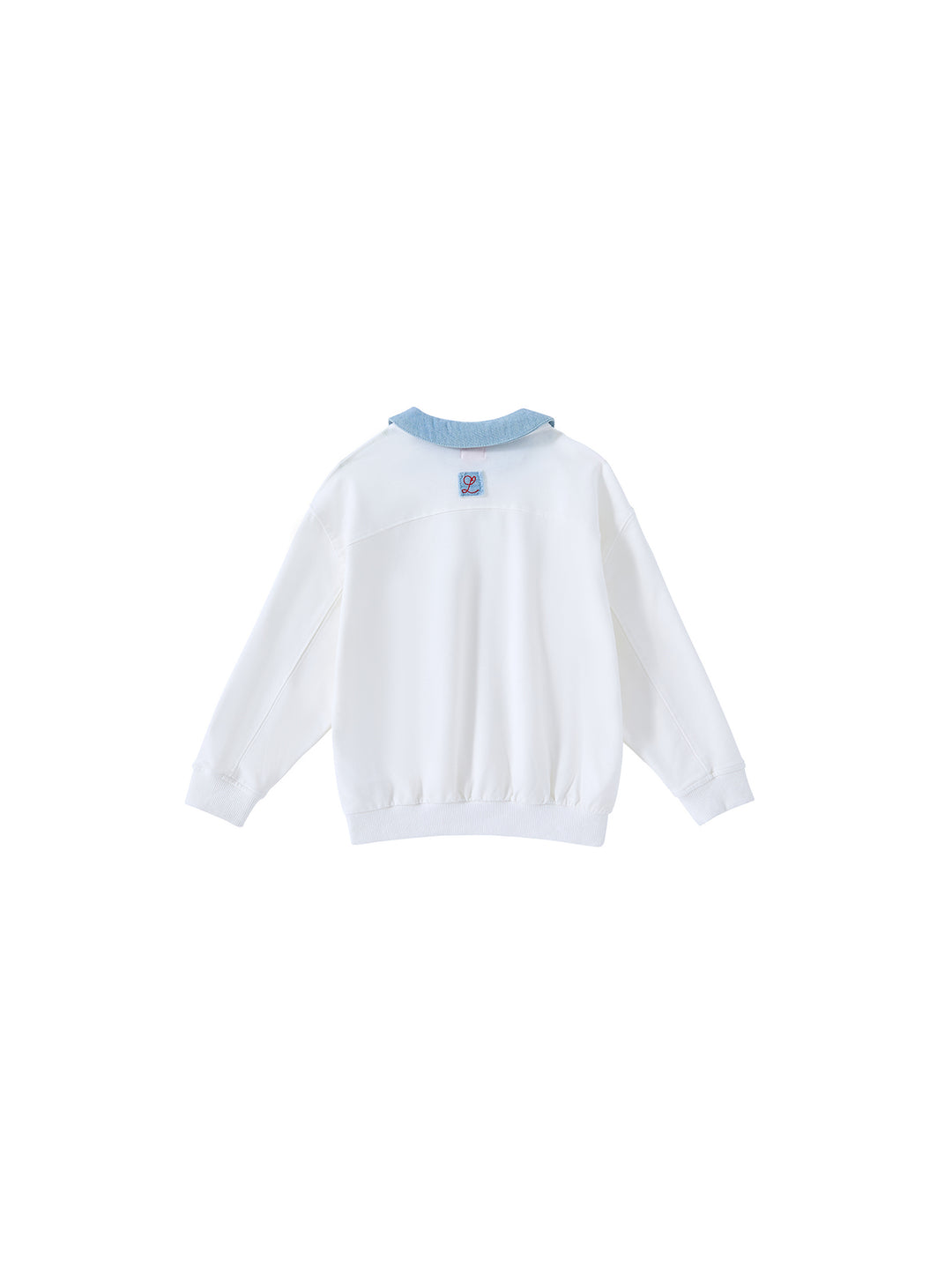 Detachable Denim Collar Top - White/Pale Denim Blue