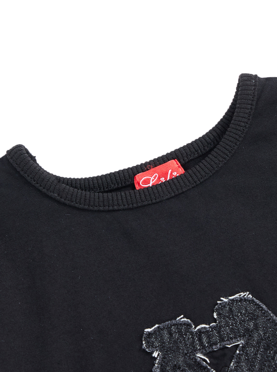 Denim Applique T-shirt - Black