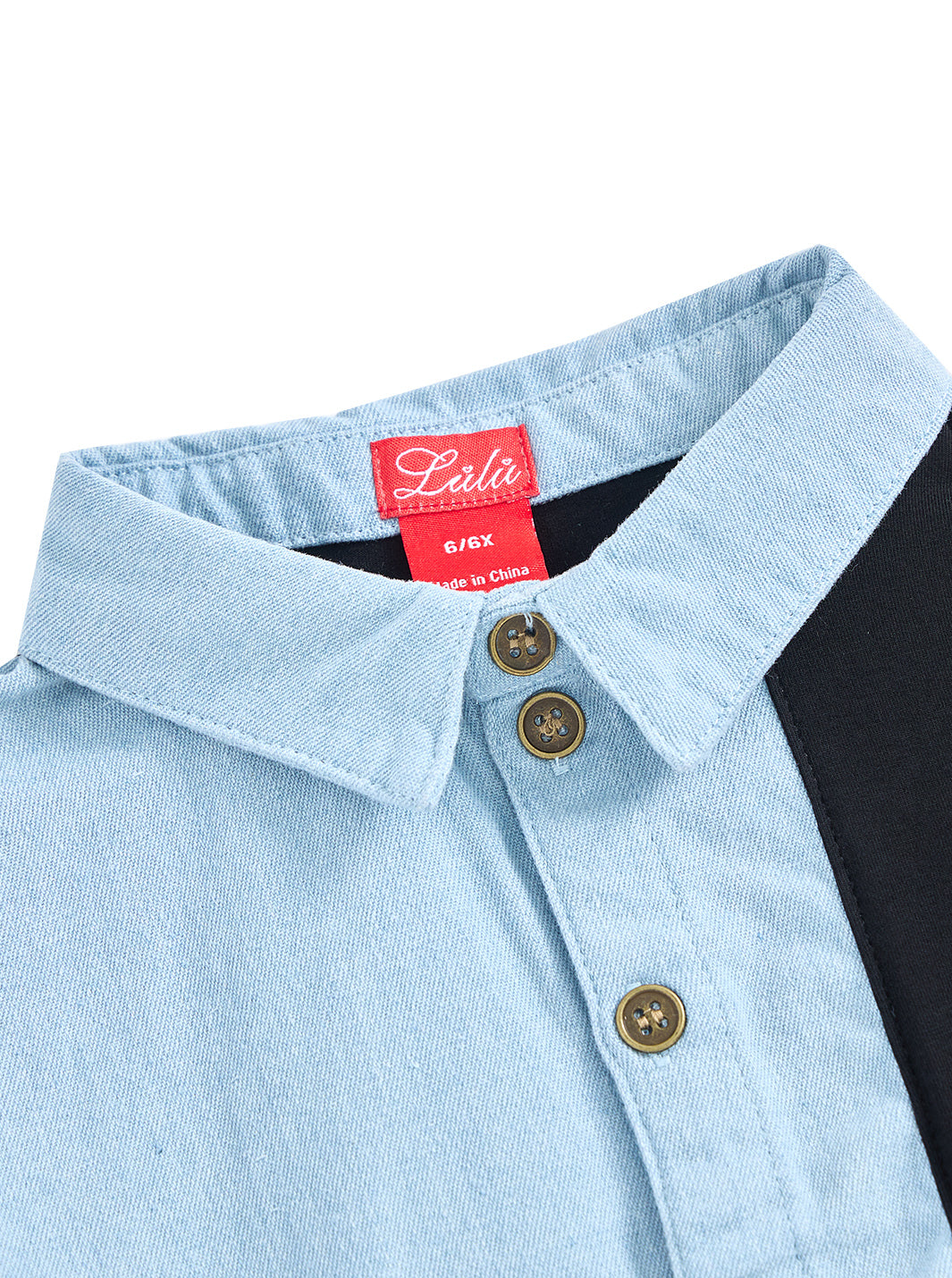 Color Block Trim Polo - Pale Blue Denim