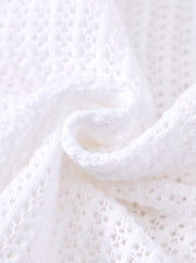 Striped Eyelet Vest - White