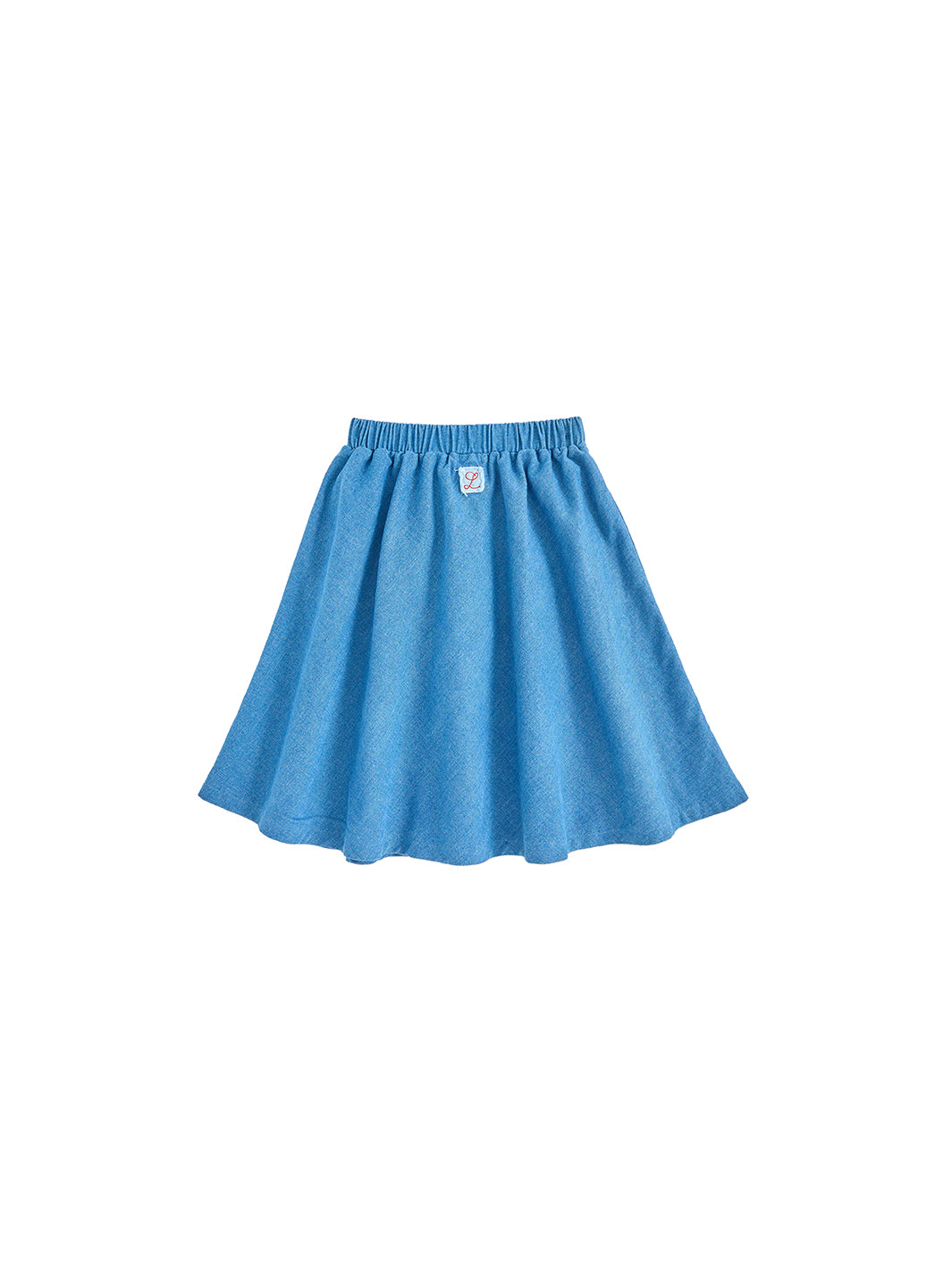 Denim Patch A-line Skirt - Blue Denim
