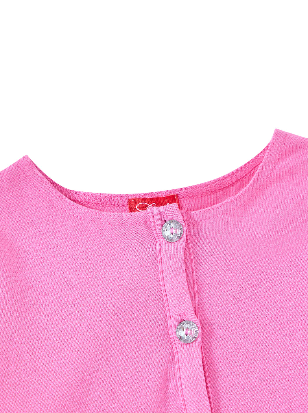 Basic Cardigan Crop Length T-shirt - Hot Pink