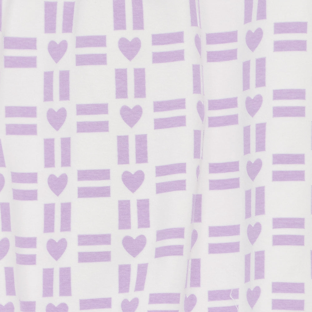 All Over Heart Print Romper - White/Lilac