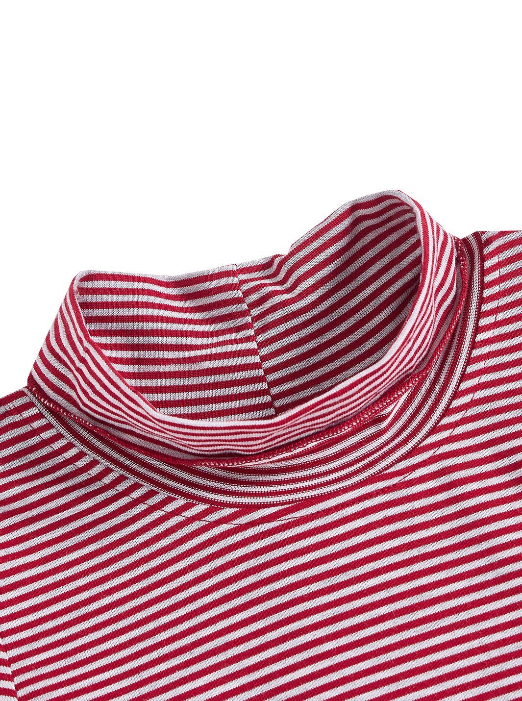 Stripe Mock Neck T-shirt - Burgundy