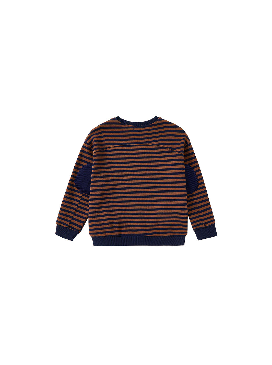 Corduroy Sleeve Patch Top - Brown/Navy