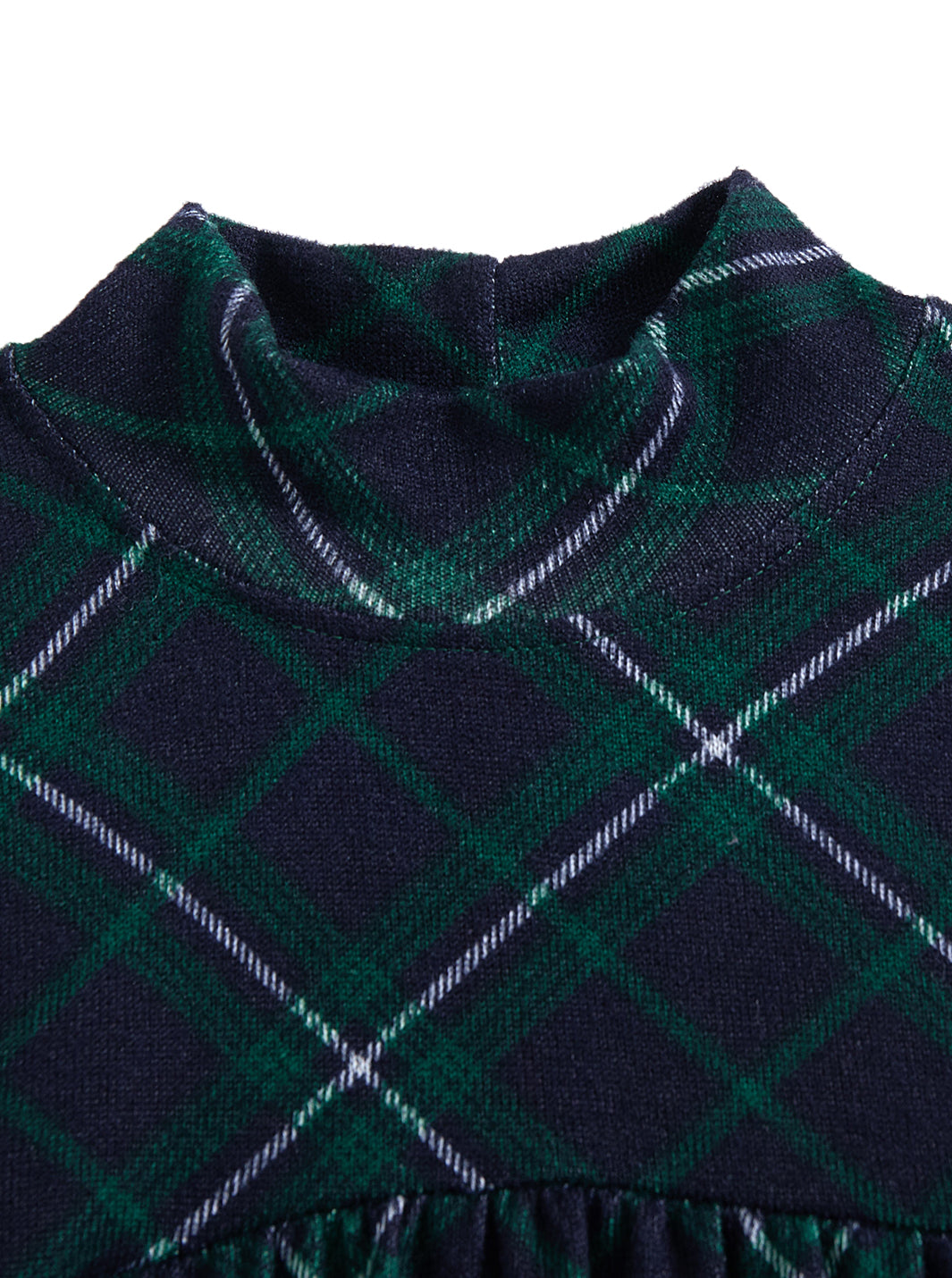 Plaid Mock Neck Dress - Green