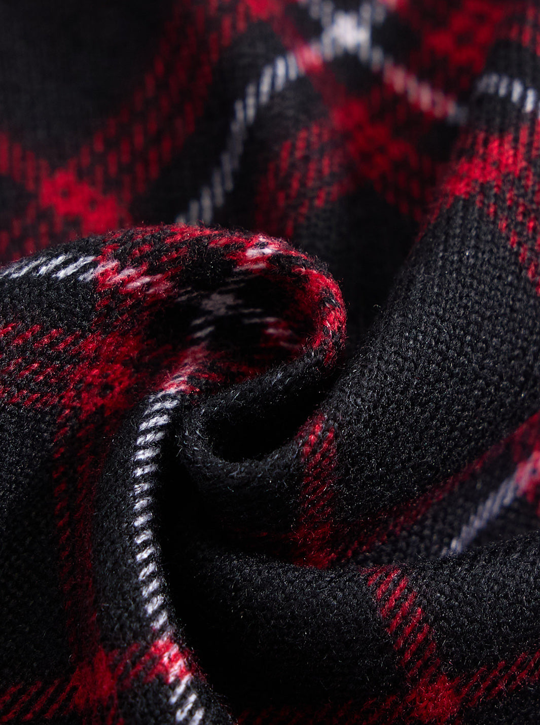 Plaid Mock Neck T-shirt - Burgundy