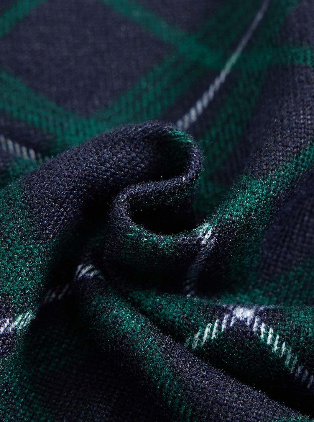 Plaid Mock Neck T-shirt - Forest Green