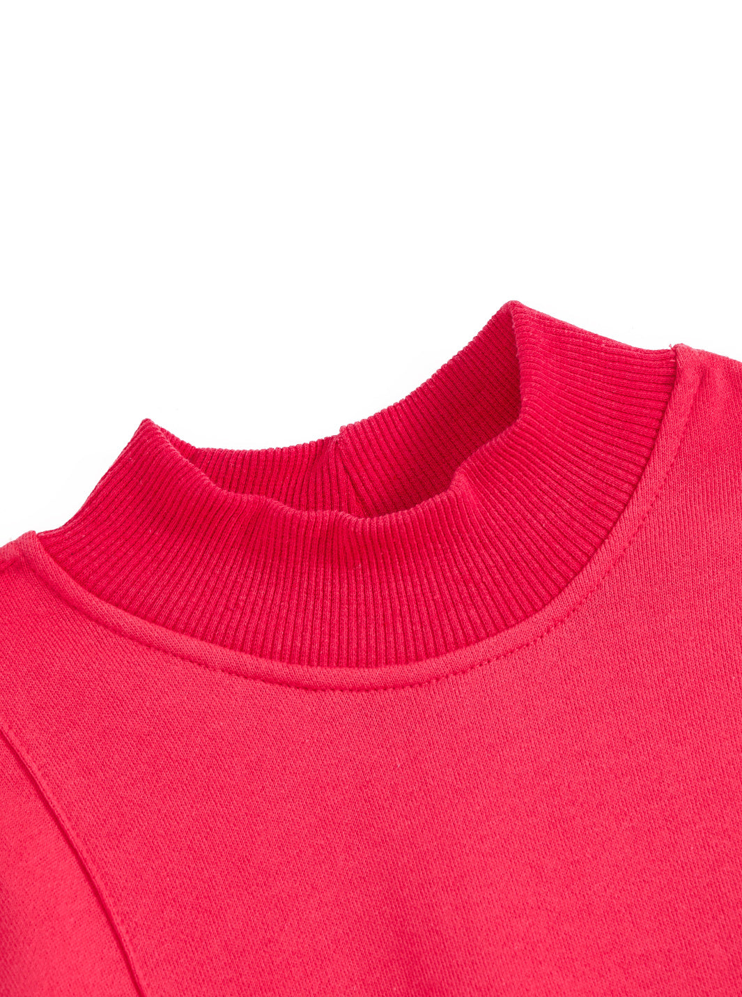 Mock Neck Bib Dress - Hot Coral