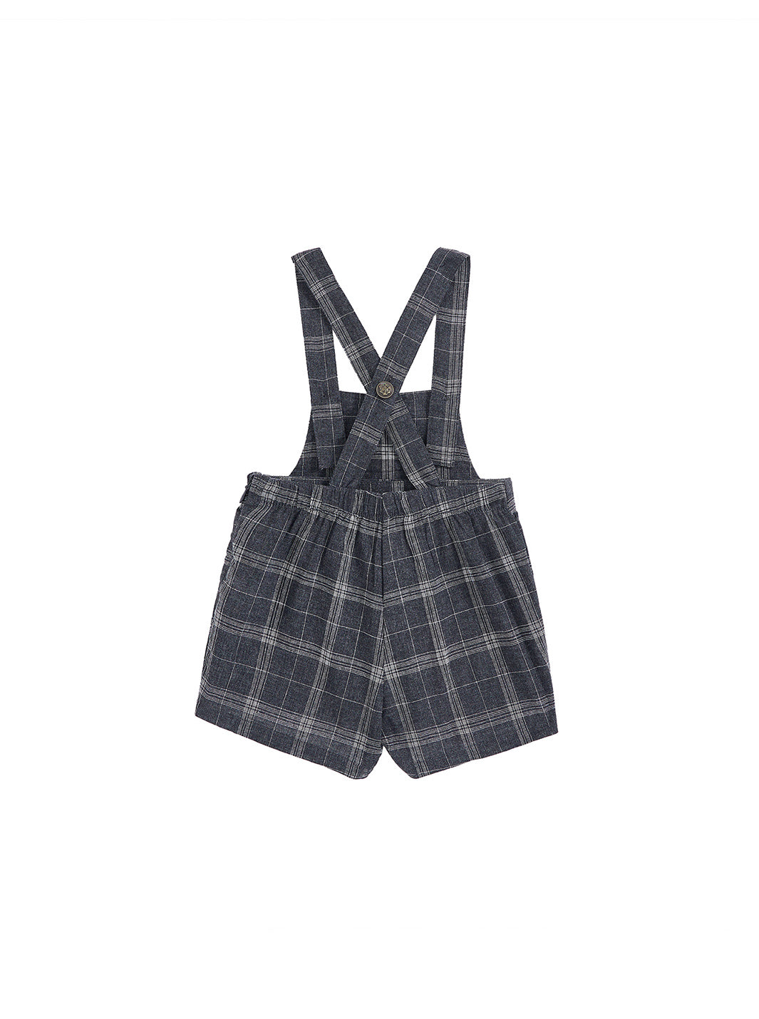 Baby Grey Plaid Short Overall