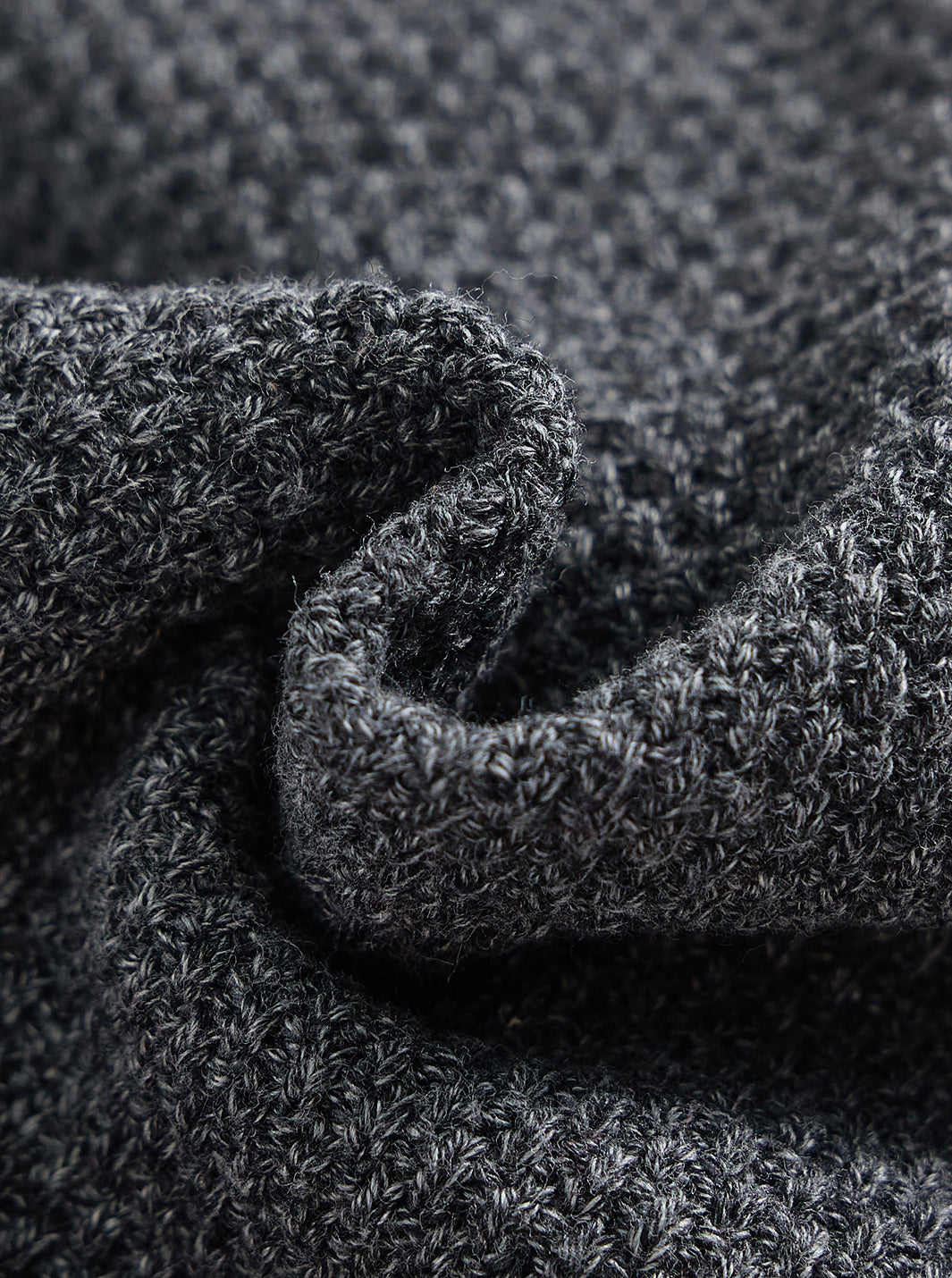 Basket Weave Cardigan - Black Charcoal Mélange