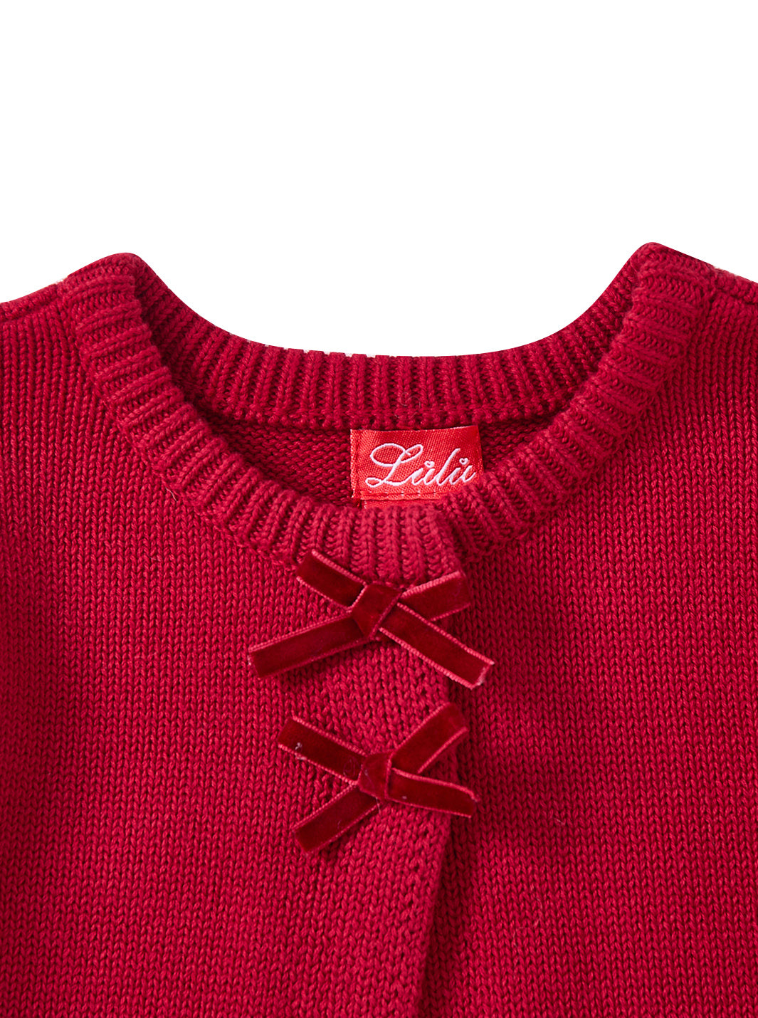 Cardigan Trim Bows Sweater - Burnt Red