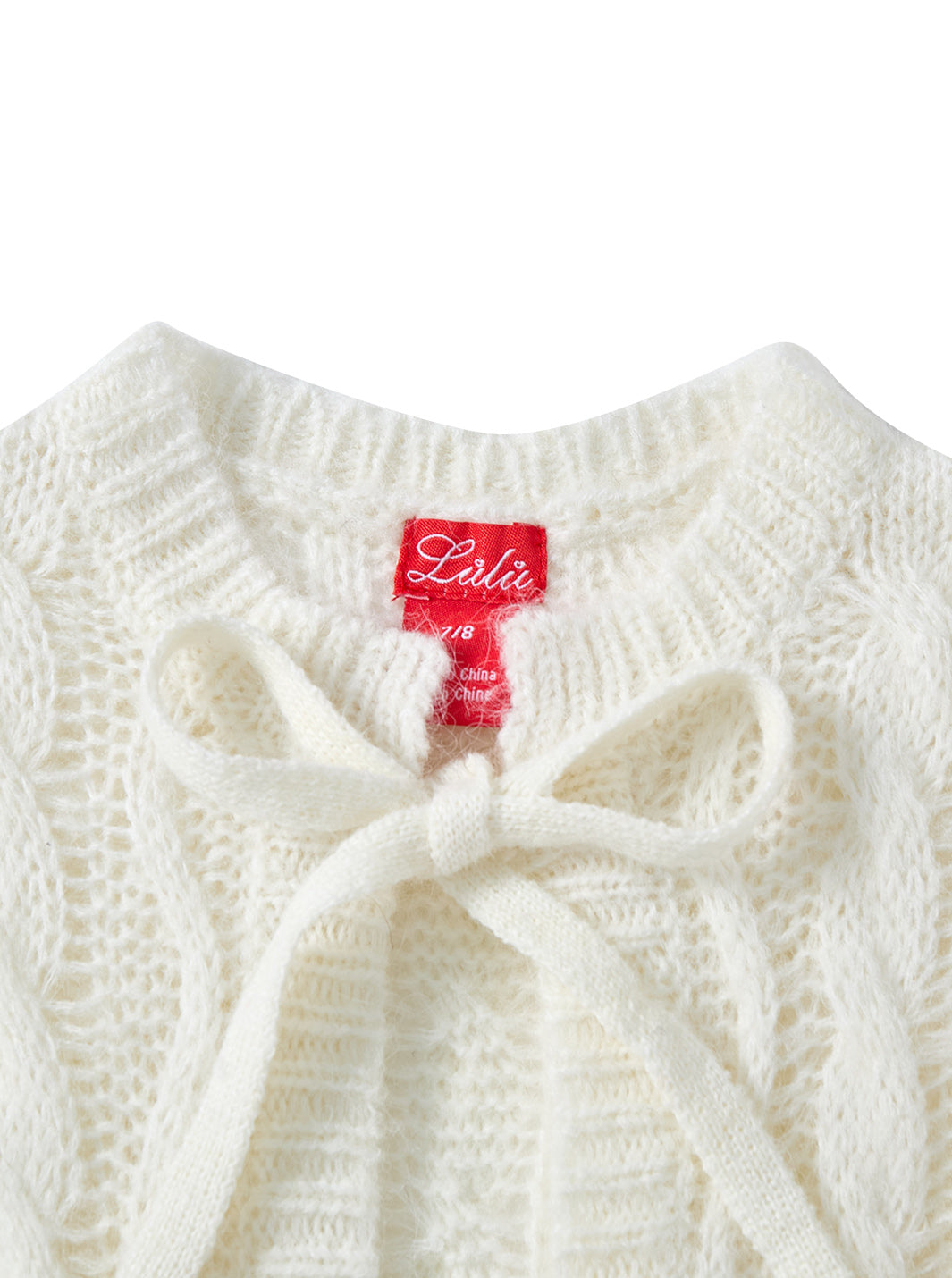 Cable Knit Bow Sweater - Off White
