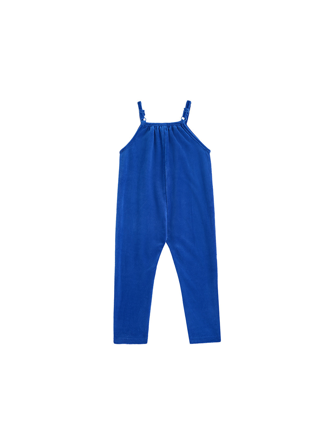 Baby Cotton Velour Strap Overall - Cobalt