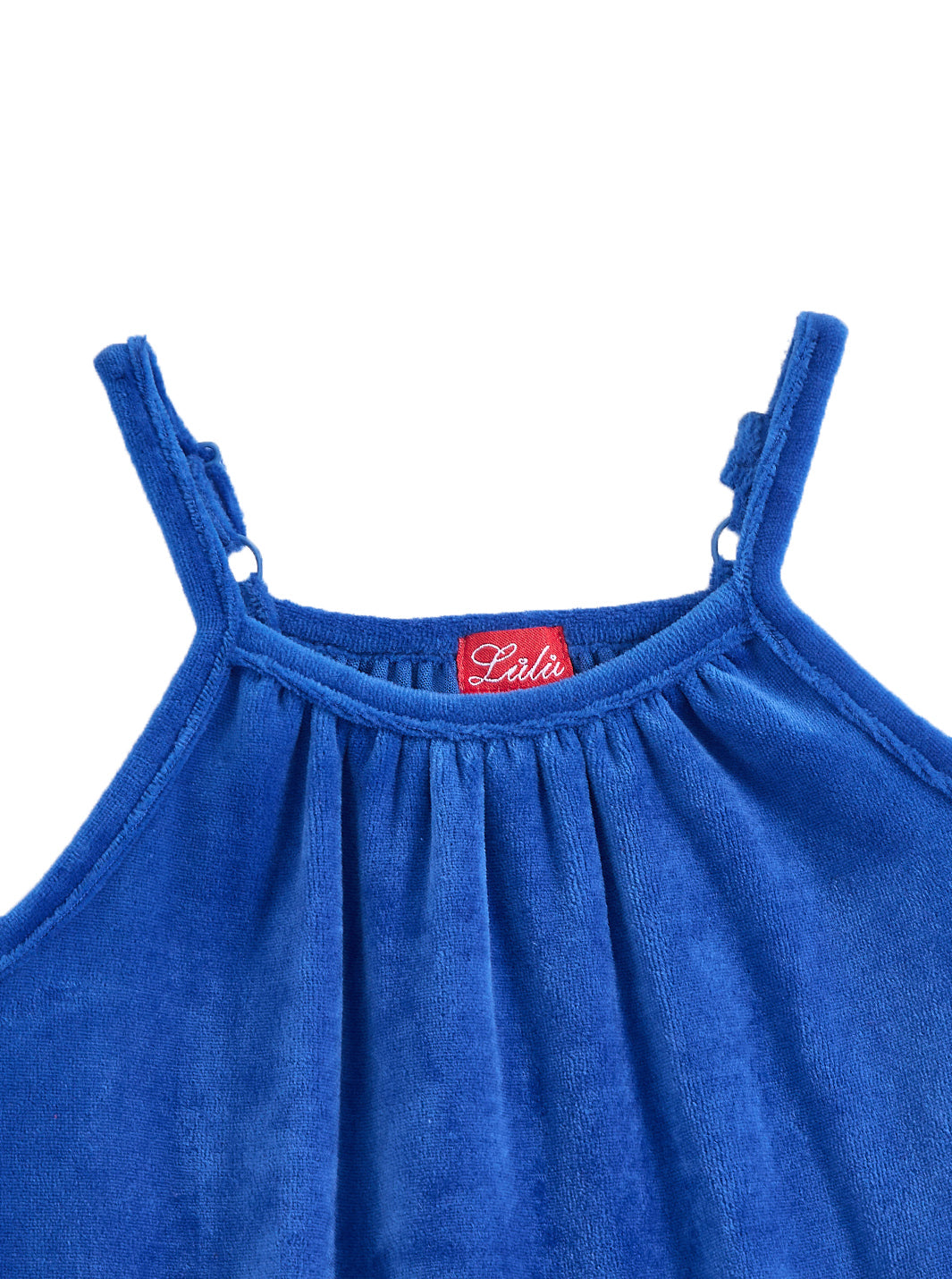 Baby Cotton Velour Strap Overall - Cobalt