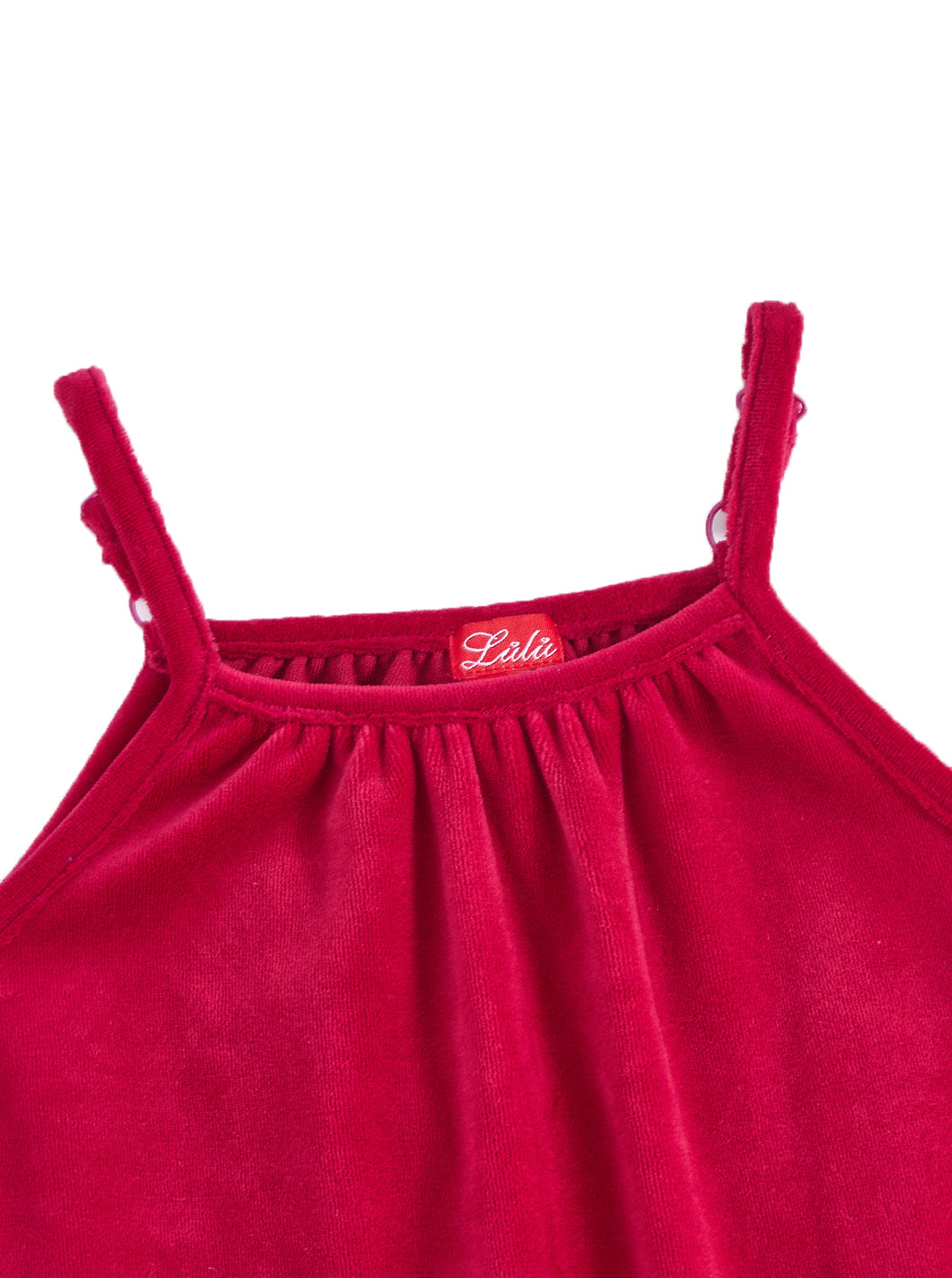 Baby Cotton Velour Strap Overall - Strawberry