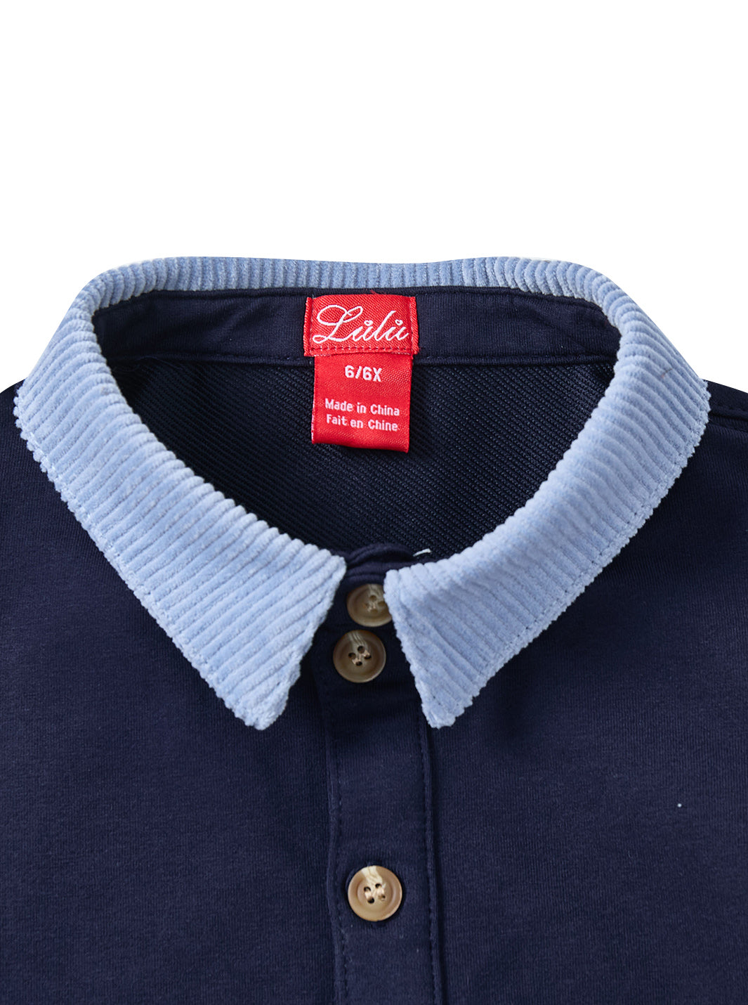 Corduroy Collar Polo - Dk. Navy