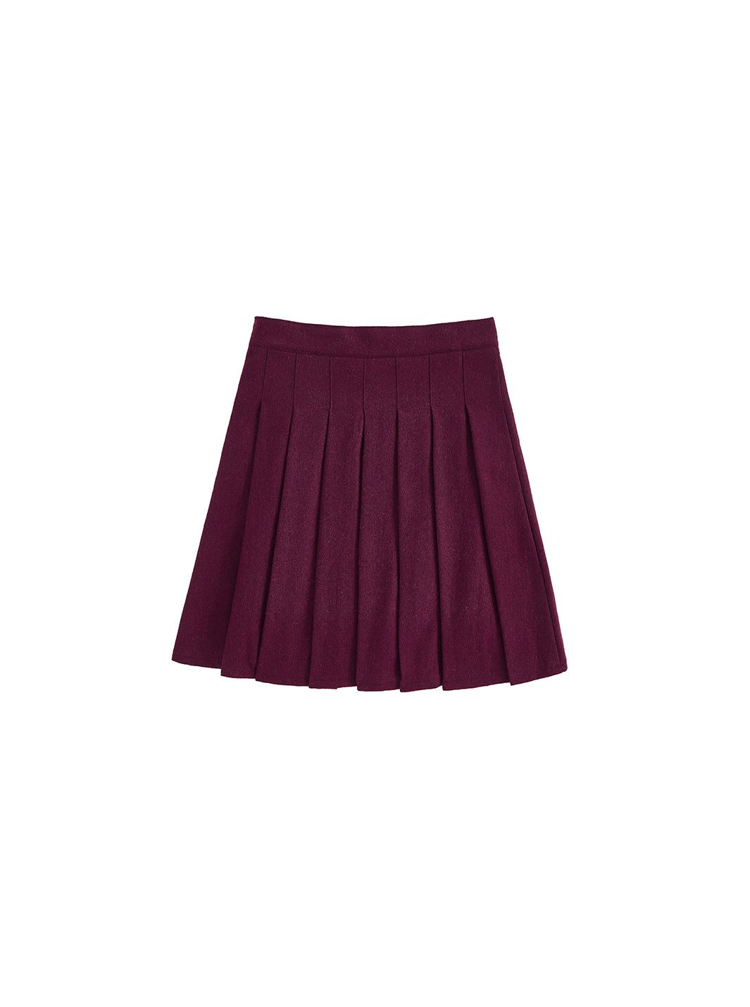 Brushed Pleated Skirt - Burgundy
