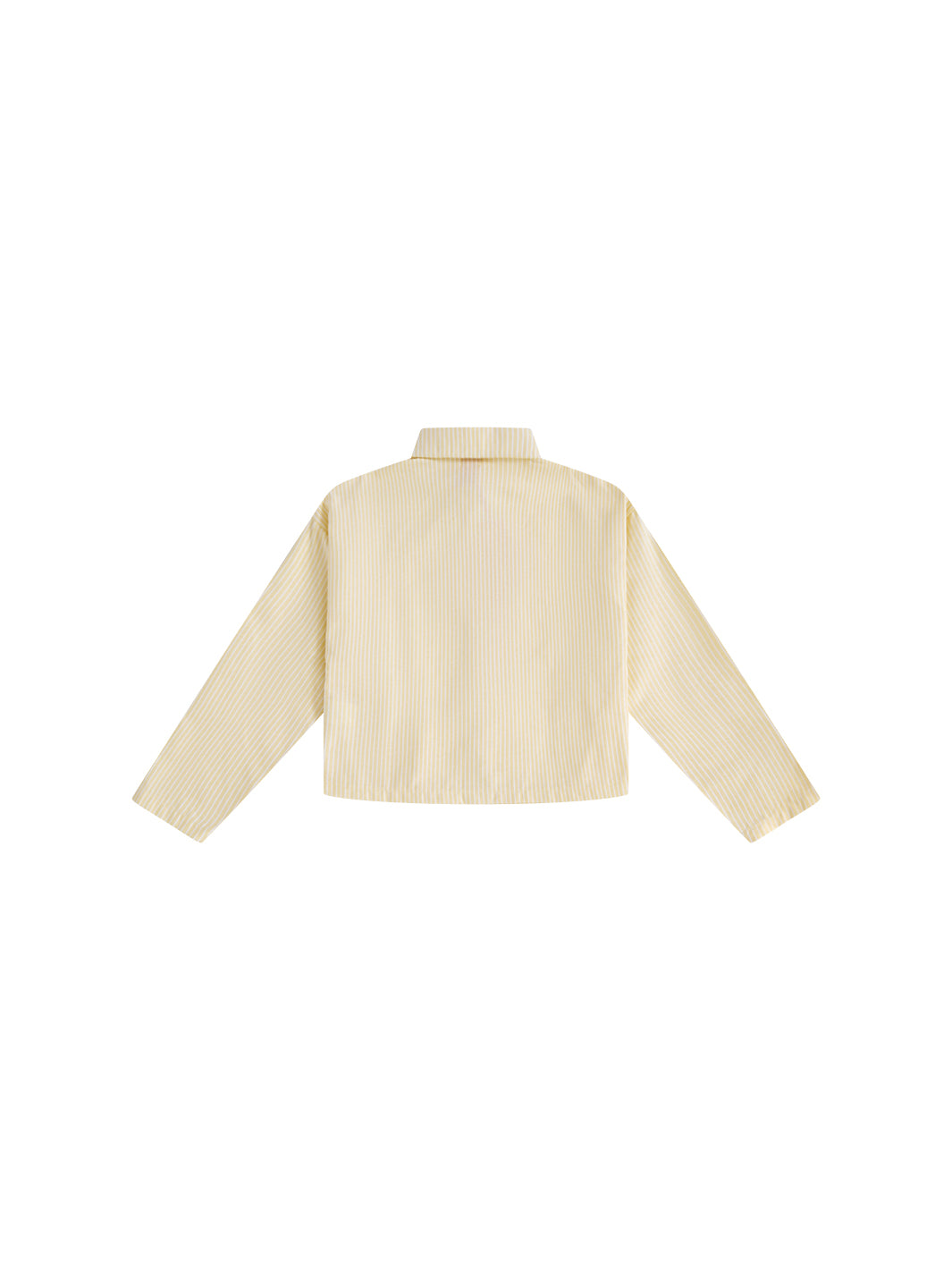 Striped Emblem Crop Shirt - Yellow