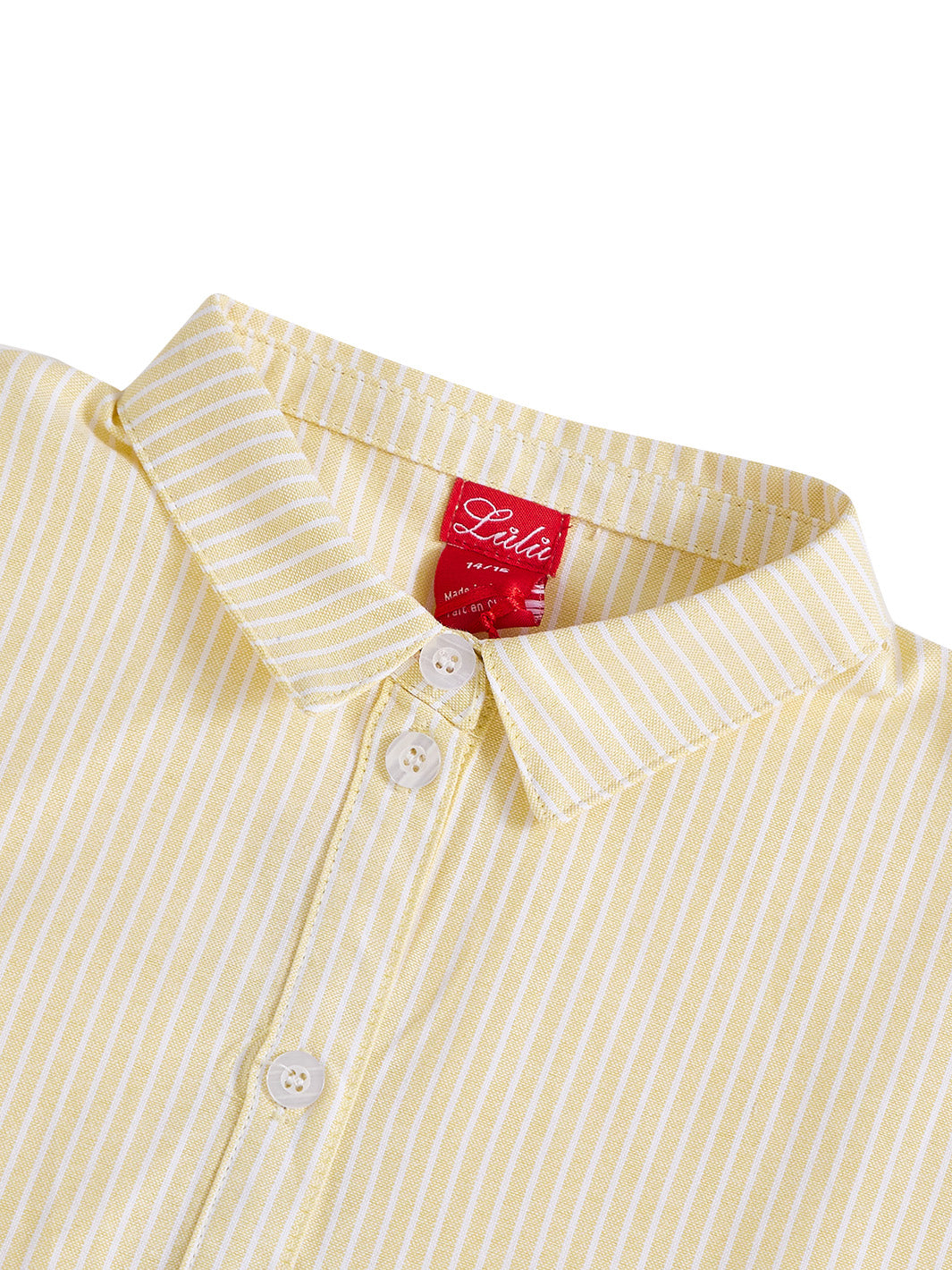 Striped Emblem Crop Shirt - Yellow