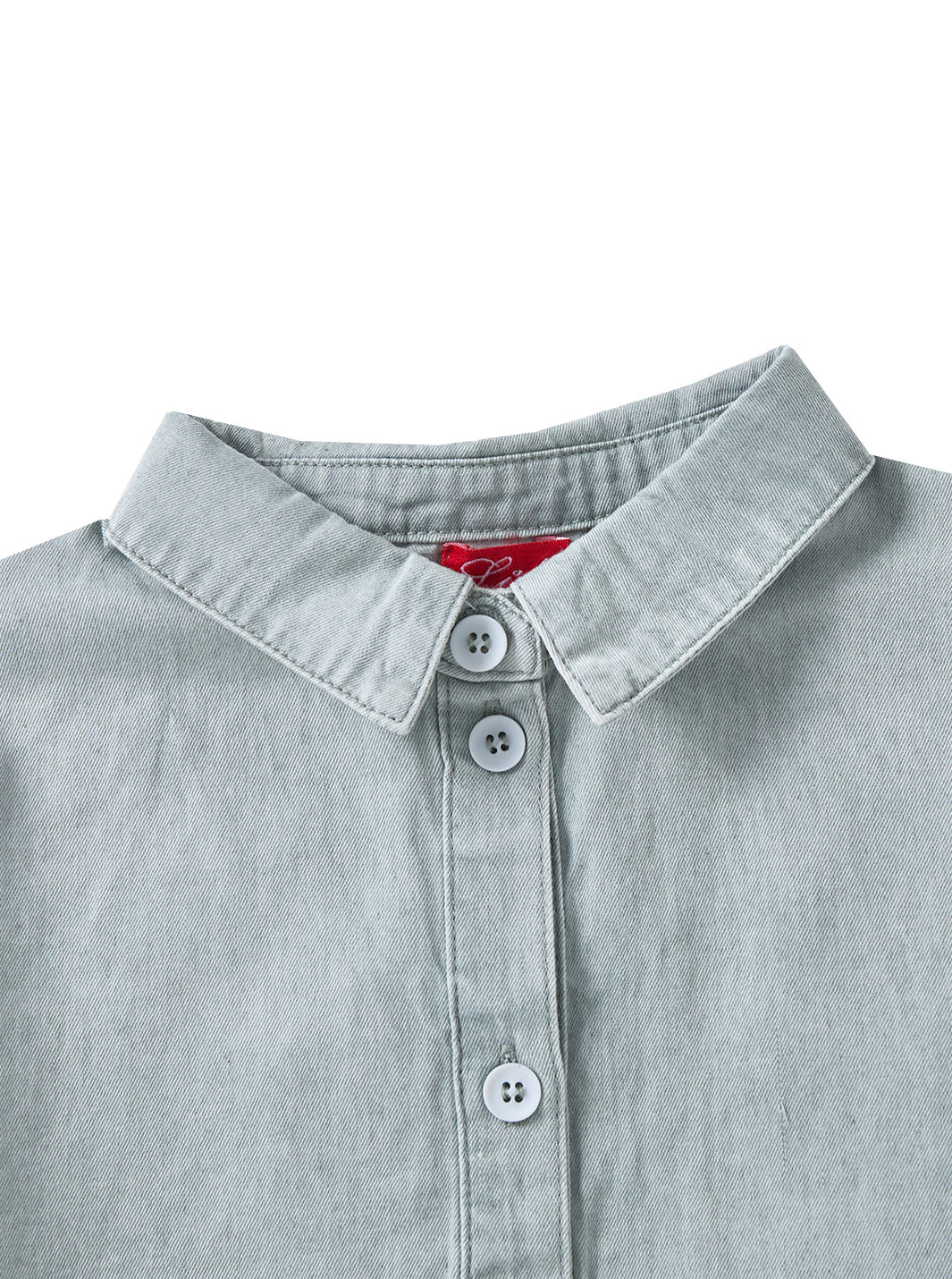 Solid Emblem Crop Shirt - Sage