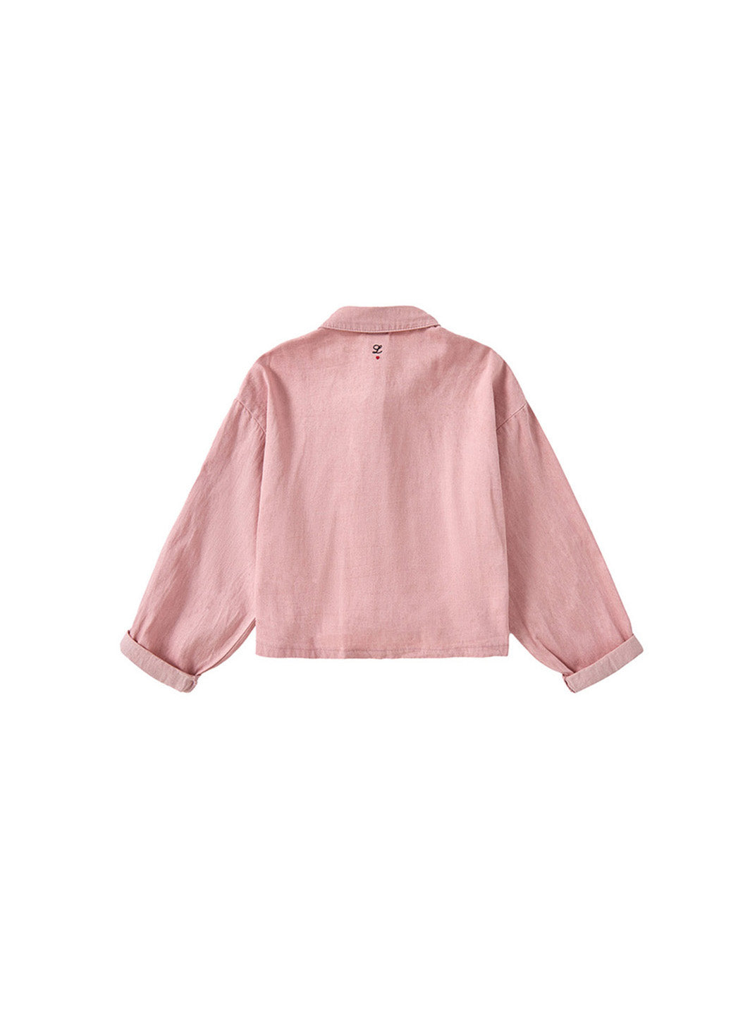 Solid Emblem Crop Shirt - Salmon
