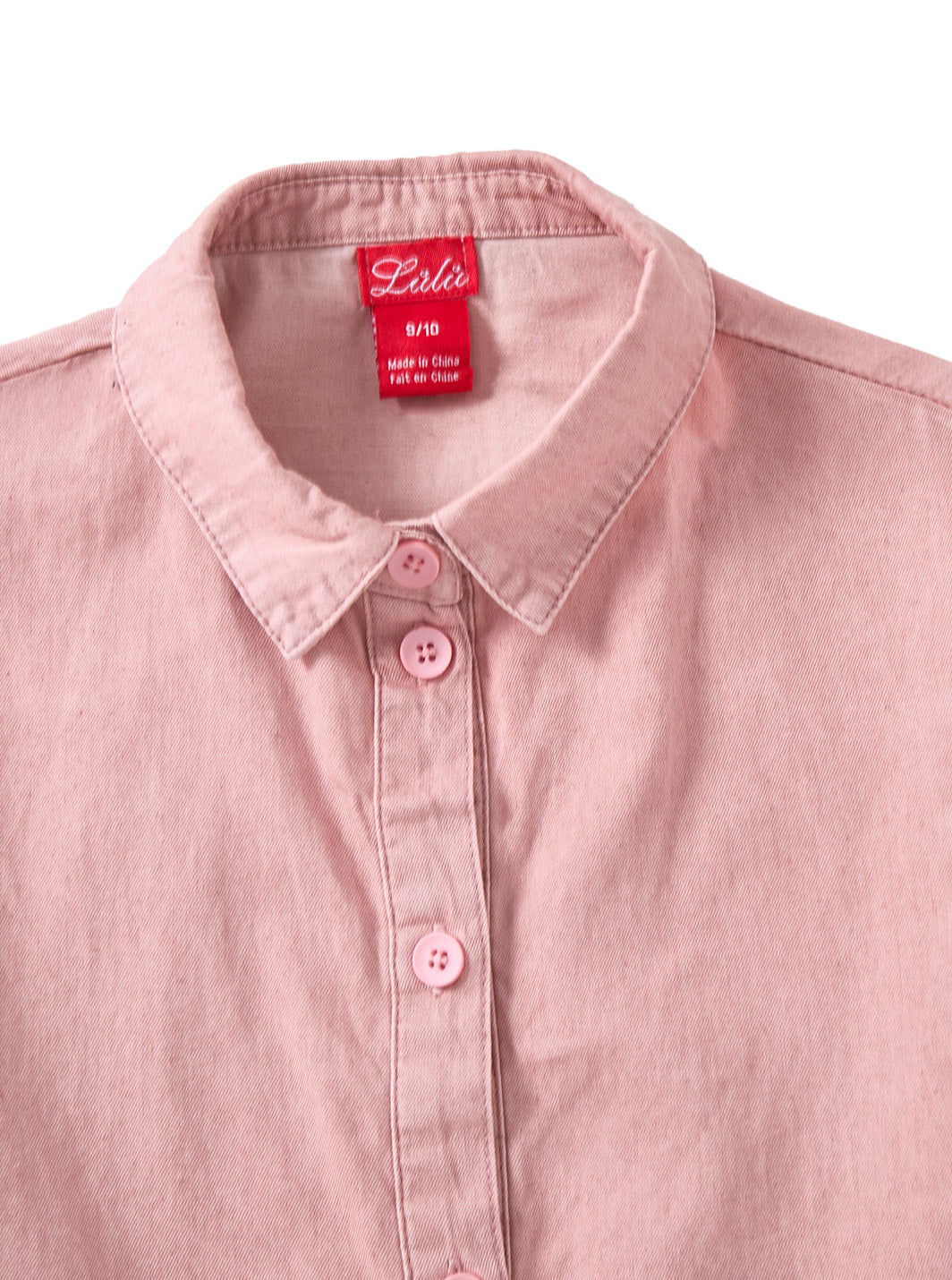 Solid Emblem Crop Shirt - Salmon